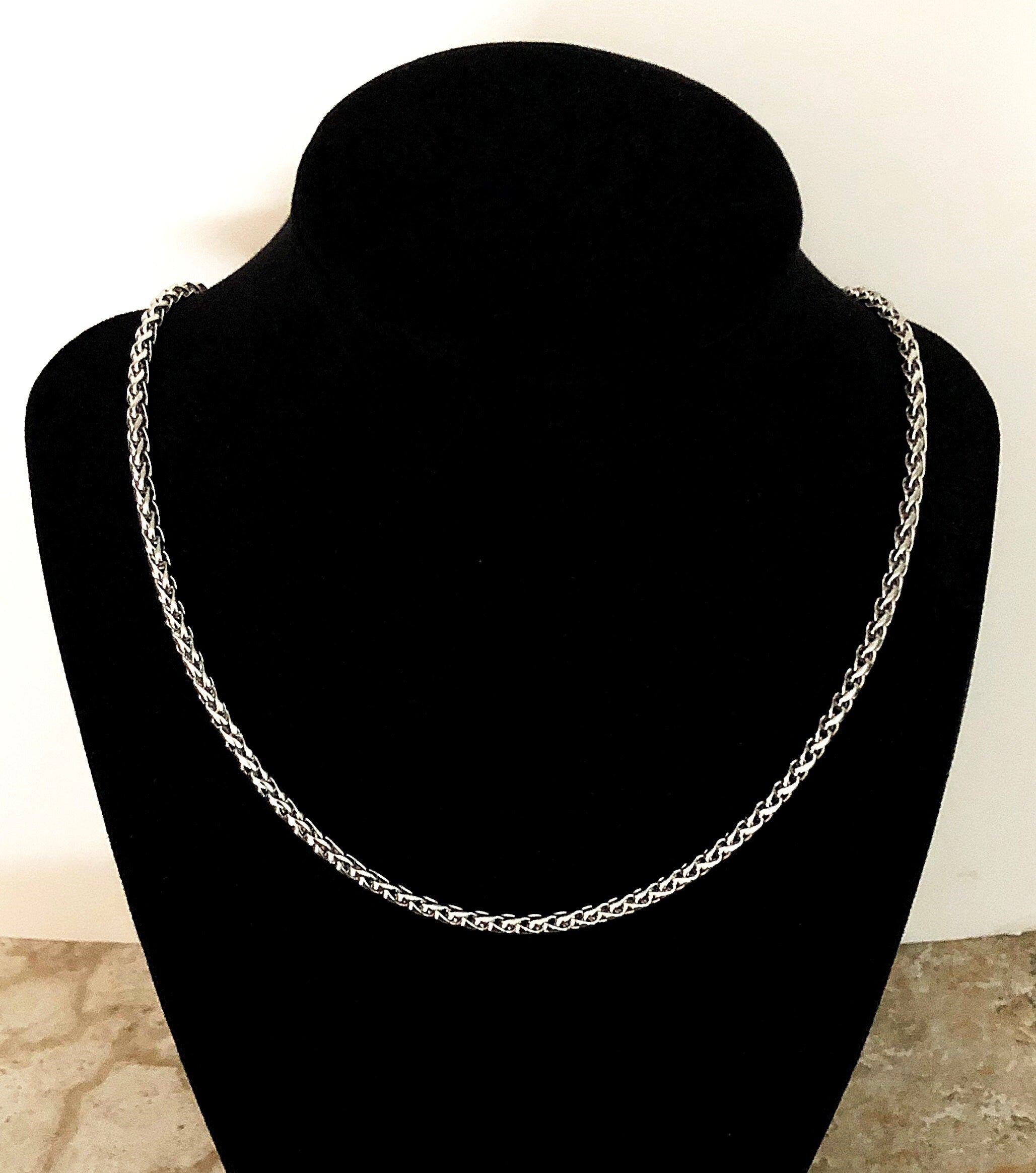 4mm Wheat Silver Shiny Color Stainless Steel Curb Chains Necklace Round Spiga Unisex Customisable Size Jewelry Tarnish Resistant Very Strong